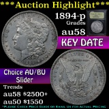 ***Auction Highlight*** Key Date 1894-p Morgan Dollar $1 Graded au58 by USCG (fc)