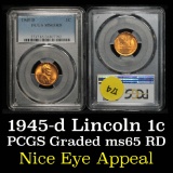 PCGS 1945-d Lincoln Cent 1c Graded ms65 RD by PCGS
