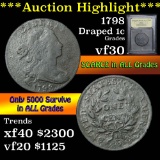 ***Auction Highlight*** 1798 2nd Hair Draped Bust Large Cent 1c Graded vf++ By USCG (fc)
