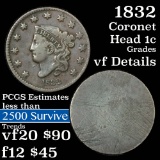 1832 Coronet Head Large Cent 1c Grades vf details