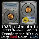 PCGS 1935-p Lincoln Cent 1c Graded ms65 RD by PCGS