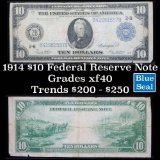 1914 $10 Federal Reserve Note New York Grades xf