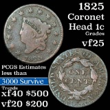 1825 Coronet Head Large Cent 1c Grades vf+ (fc)