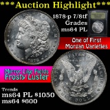 ***Auction Highlight*** 1878-p 7/8tf Morgan Dollar $1 Graded Choice Unc PL By USCG (fc)