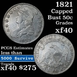 1821 Capped Bust Half Dollar 50c Grades xf (fc)