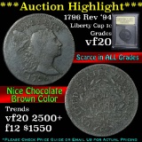 ***Auction Highlight*** 1796 Rev '94 Liberty Cap Flowing Hair large 1c Graded vf By USCG (fc)