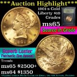 ***Auction Highlight*** 1901-s Gold Liberty Eagle $10 Graded GEM Unc By USCG (fc)