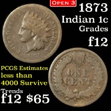 1873 Open 3 Indian Cent 1c Grades f, fine