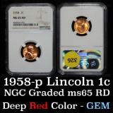 NGC 1958-p Lincoln Cent 1c Graded ms65 RD by NGC