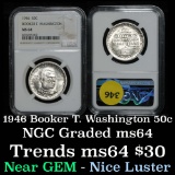 NGC 1946-p BTW Old Commem Half Dollar 50c Graded ms64 by NGC