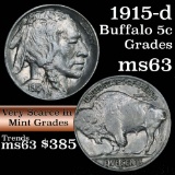 1915-d Buffalo Nickel 5c Grades Select Unc (fc)