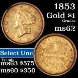 1853 Gold $1 Grades Select Unc (fc)