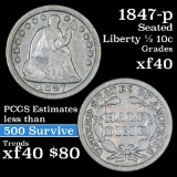 1847-p Seated Liberty Half Dime 1/2 10c Grades xf