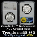 NGC 1946-p BTW Old Commem Half Dollar 50c Graded ms65 by NGC
