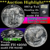 ***Auction Highlight*** 1917-p Ty2 Standing Liberty Quarter 25c Graded GEM+ FH By USCG (fc)