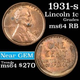 1931-s Lincoln Cent 1c Grades Choice Unc RB (fc)