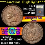 ***Auction Highlight*** 1894 Indian Cent 1c Graded GEM Unc RD By USCG (fc)