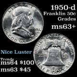 1950-d Franklin Half Dollar 50c Grades Select+ Unc