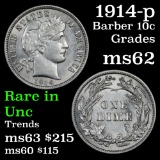 1914-p Barber Dime 10c Grades Select Unc
