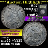***Auction Highlight*** 1827 Capped Bust Half Dollar 50c Graded Select Unc By USCG (fc)
