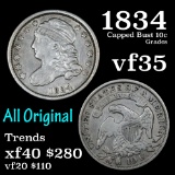 1834 Capped Bust Dime 10c Grades vf++