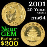 2001 Gold Chinese Panda 20 Yuan Grades Choice Unc