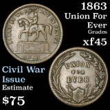 1863 First in War Civil War Token Grades xf+