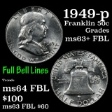 1949-p Franklin Half Dollar 50c Grades Select Unc+ FBL