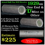 Full roll of Buffalo Nickels, 1929 on one end & a 'd' Mint reverse on other end Buffalo Nickel (fc)