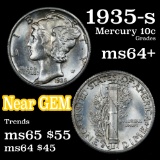1935-s Mercury Dime 10c Grades Choice+ Unc