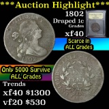 ***Auction Highlight*** 1802 Draped Bust Large Cent 1c Graded xf By USCG (fc)