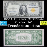 SCARCE 1935A $1 Silver Certificate, Yellow Seal North Africa Emergency WWII Note Grades xf+ (fc)