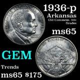1936-p Arkansas Old Commem Half Dollar 50c Grades GEM Unc