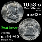1953-s Franklin Half Dollar 50c Grades Select+ Unc