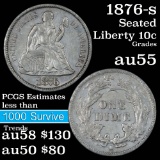 1876-s Seated Liberty Dime 10c Grades Choice AU