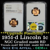NGC 1951-d Lincoln Cent 1c Graded ms66 RD by NGC