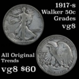 1917-s Obverse Walking Liberty Half Dollar 50c Grades vg, very good