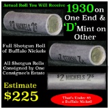 Full roll of Buffalo Nickels, 1930 on one end & a 'd' Mint reverse on other end Buffalo Nickel (fc)