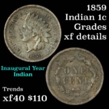 1859 Indian Cent 1c Grades xf details