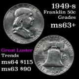 1949-s Franklin Half Dollar 50c Grades Select+ Unc