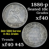 1886-p Seated Liberty Dime 10c Grades xf