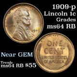 1909-p Lincoln Cent 1c Grades Choice Unc RB