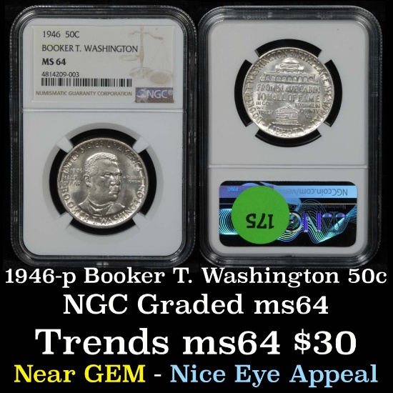 NGC 1946-p BTW Old Commem Half Dollar 50c Graded ms64 By NGC