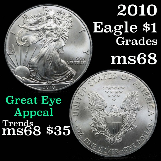 2010 Silver Eagle Dollar $1 Grades GEM+++ Unc