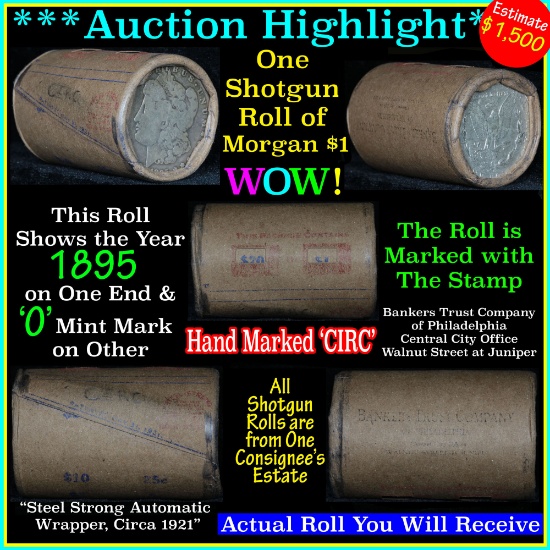 ***Auction Highlight*** Morgan dollar roll ends 1895 & 'o', Better than average circ