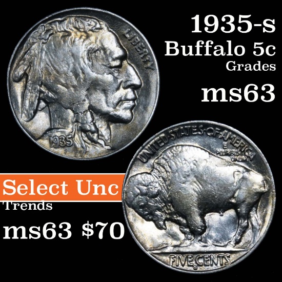 1935-s Buffalo Nickel 5c Grades Select Uncirculated