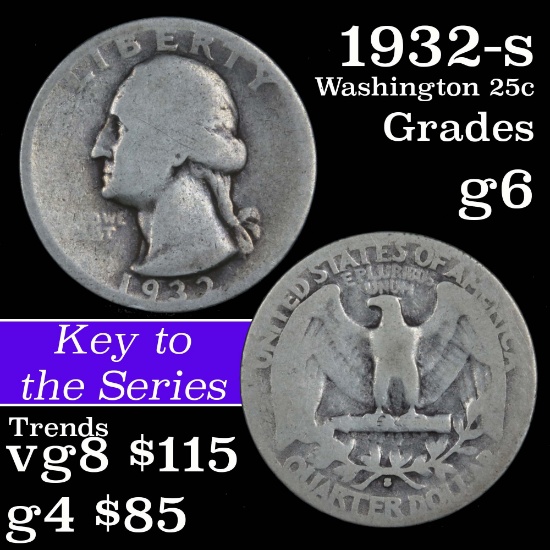 1932-s Washington Quarter 25c Grades g+
