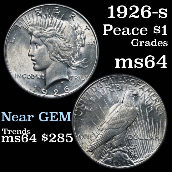 1926-s Peace Dollar $1 Grades Choice Unc