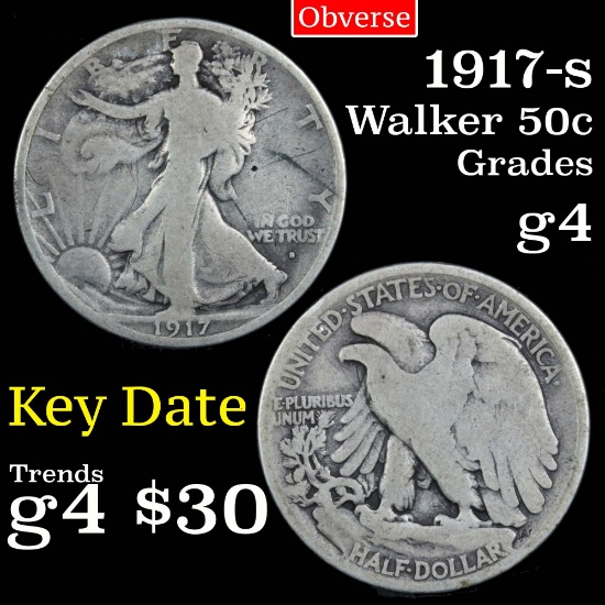 1917-s Obverse Walking Liberty Half Dollar 50c Grades g, good