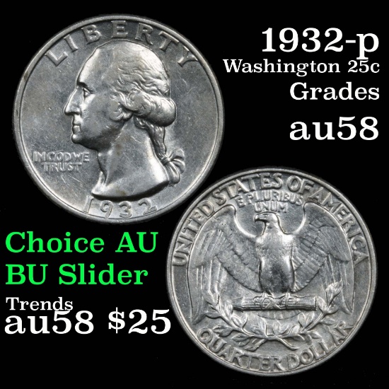1932-p Washington Quarter 25c Grades Choice AU/BU Slider